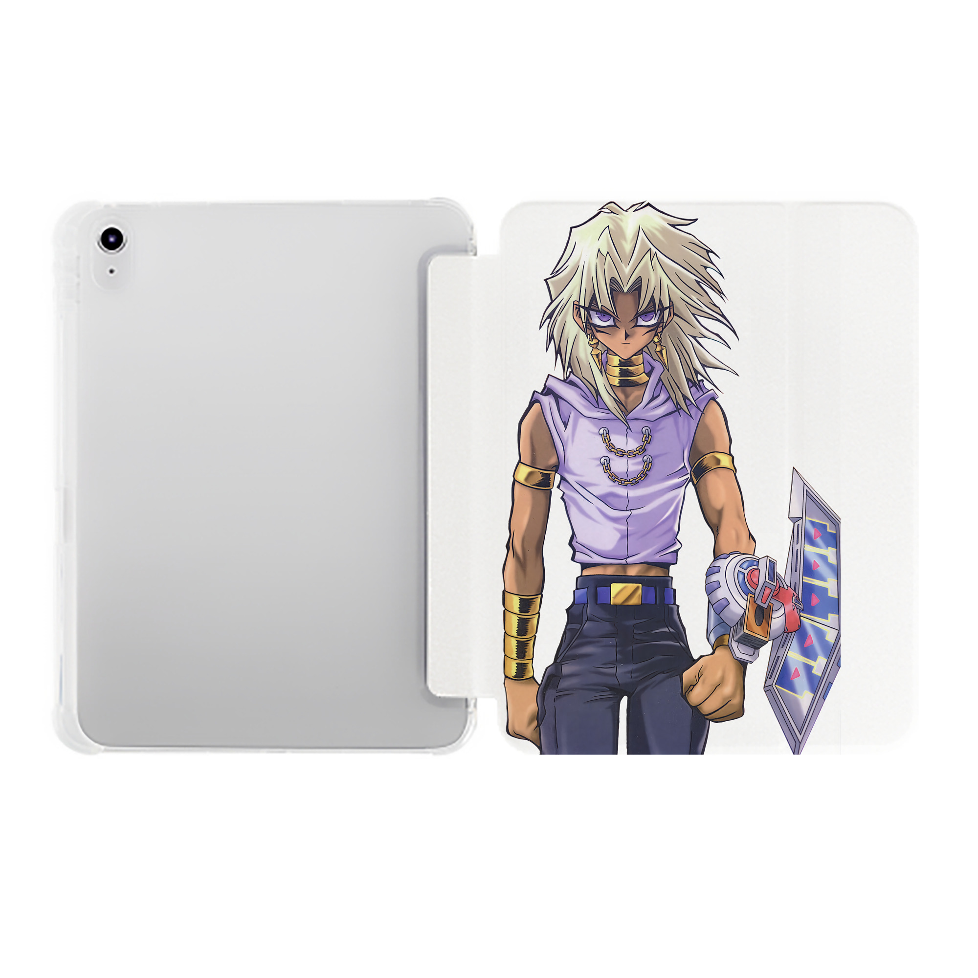 （画像用） 遊☆戯☆王 Yu-Gi-Oh! IPad ケース ペン収納付き 三つ折りスタンド PUレザー×シリコン 対応機種9.5/10.5/10.9インチ